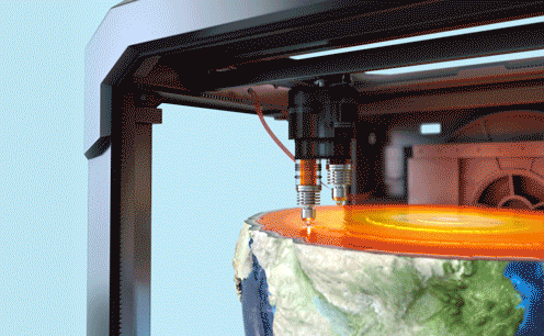 amundi disruptive planet printer 3D animation frappa small