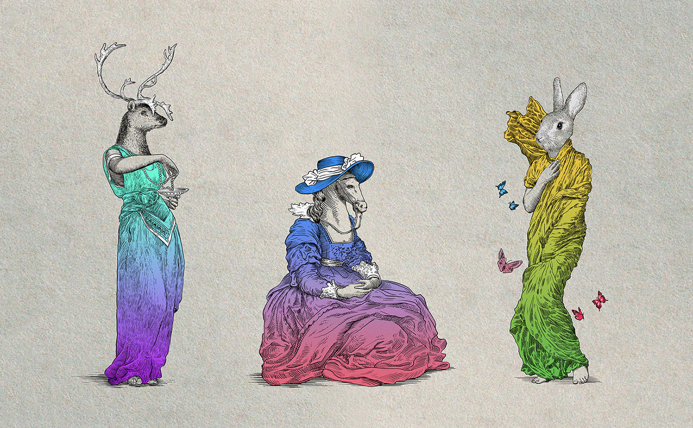 digital chimaeras detail animals color dress animaux robe couleur design art frappa