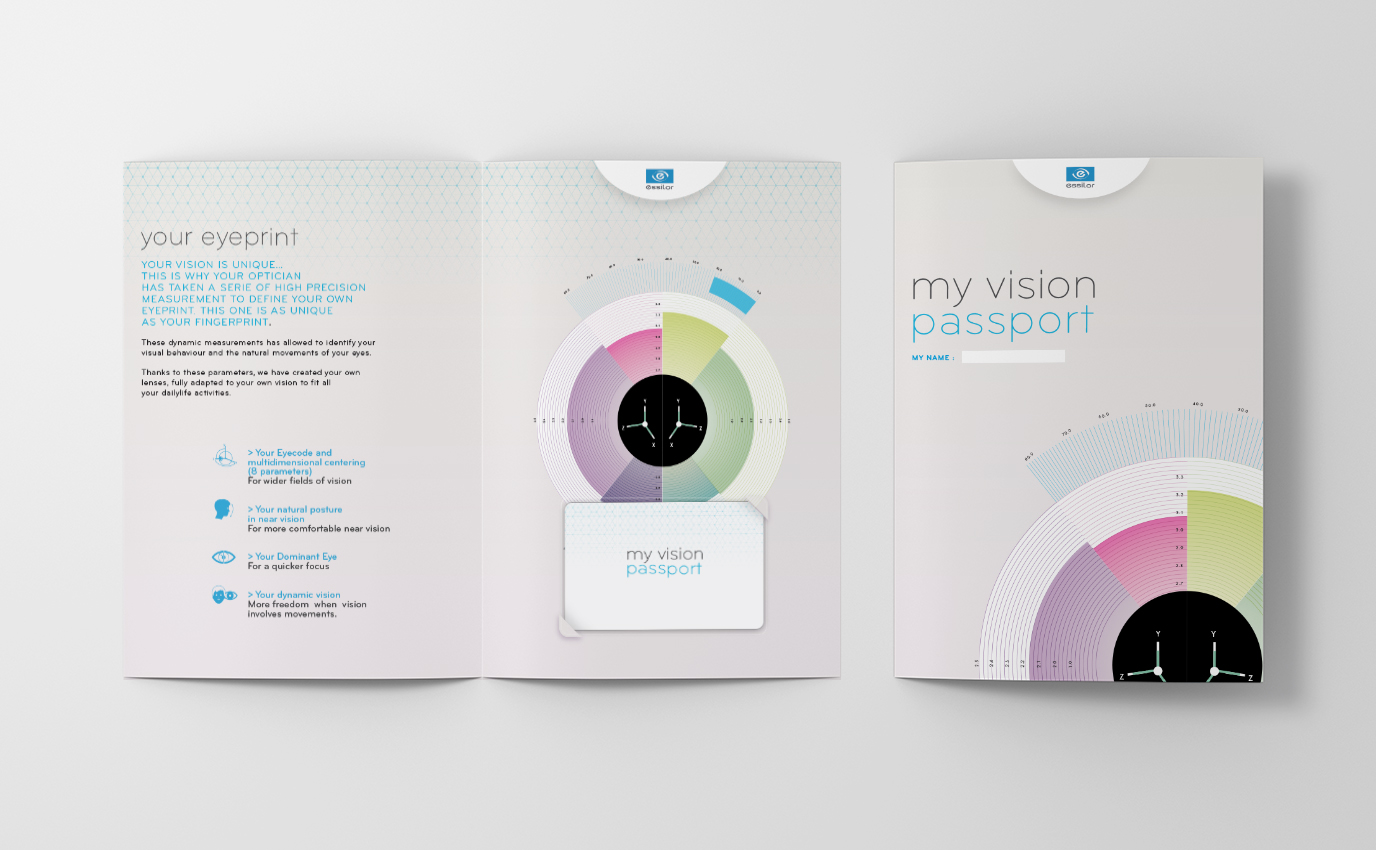 essilor edition concept print design concept interaction card flat frappa